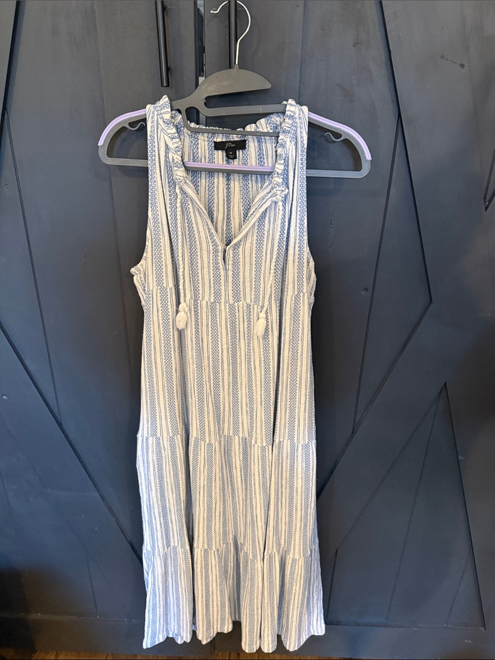 Jcrew Sleeveless Blue & White Striped Summer Maxi Dress